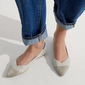 Rothy's The Pointed Toe Ballet Flat Slip On Size 9 Diamond Metallic Shimmer NEW